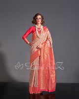 Light Pink Kashmiri Weaving Banarasi Silk Saree